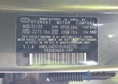 2024 Hyundai Elantra Sel z USA, uszkodzony, nr VIN KMHLS4DG1RU643755